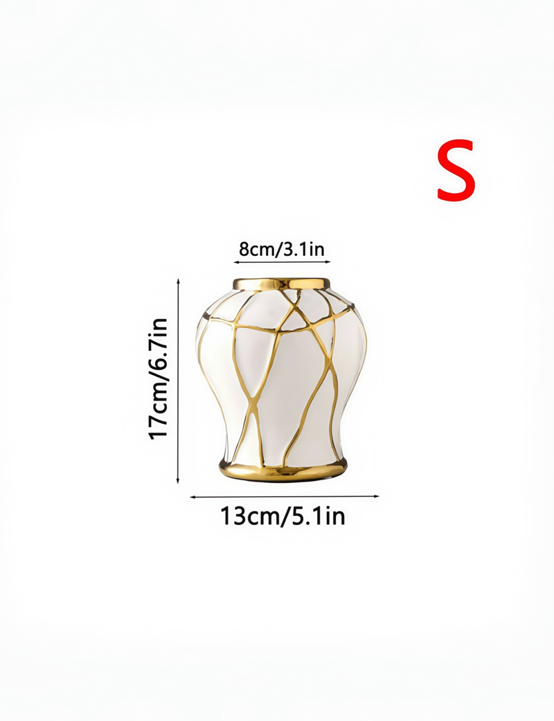 Ceramic Nordic Light Luxury Style Crack Vase Suitable For Living Room Tabletop, Fresh Flowers, Dried Flowers, Atmosphere Decoration, Ornament_voghion.com