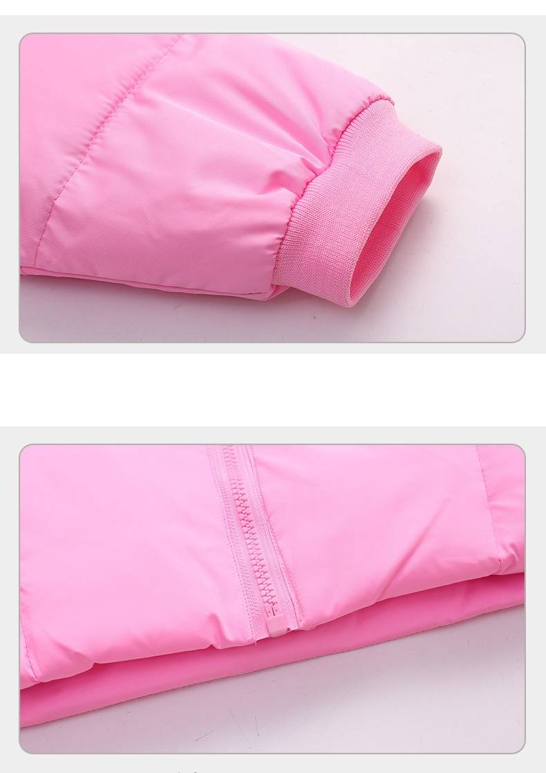 Conjunto de chaqueta de plumón de invierno para niños y niñas: mono de nieve suave y cálido con capucha y pechera desmontable para bebés de 1 a 5 años (90-120 cm, rosa/negro)._voghion.com