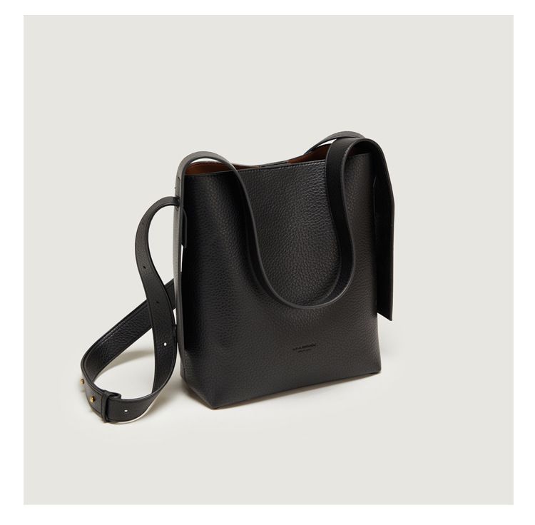 Lemon Koko Women's Bucket Bag – Large Capacity Stylish Shoulder Tote For Work & Travel, Vintage PU Handbag With Zipper Closure (Black/Taupe)_voghion.com