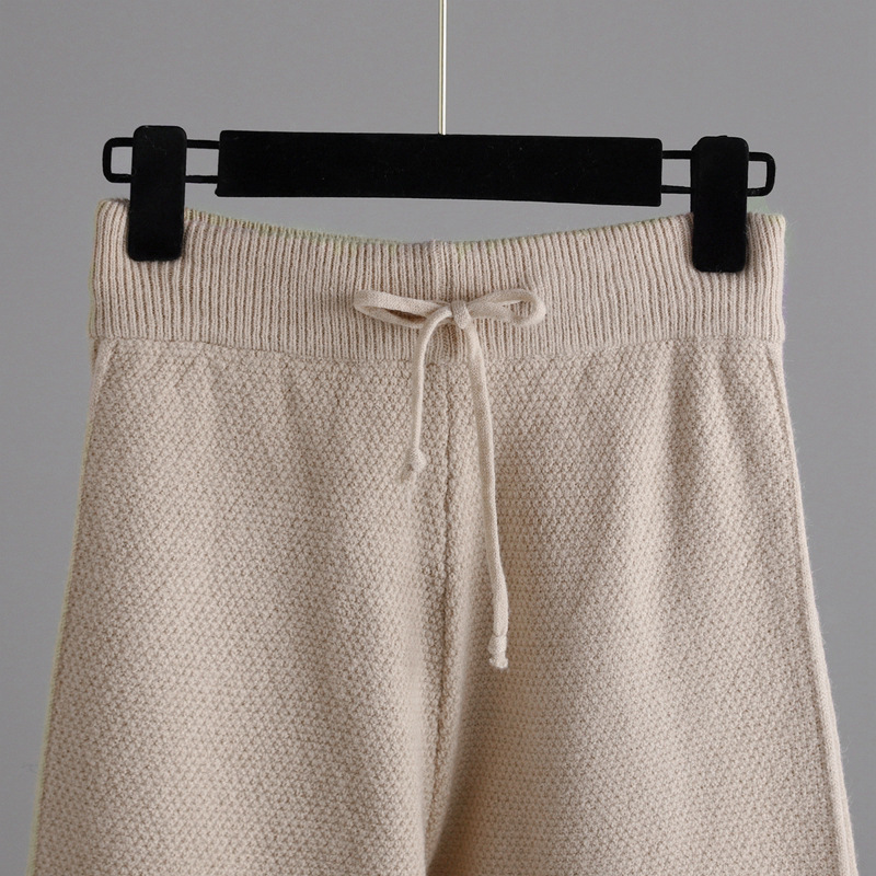 Dammekleeder Hierscht a Wanter nei Moud Casual Strickkostüm Hosen Dammenversioun locker Pullover Breetbeen Hosen Hosen Zwee-Stéck Set_voghion.com