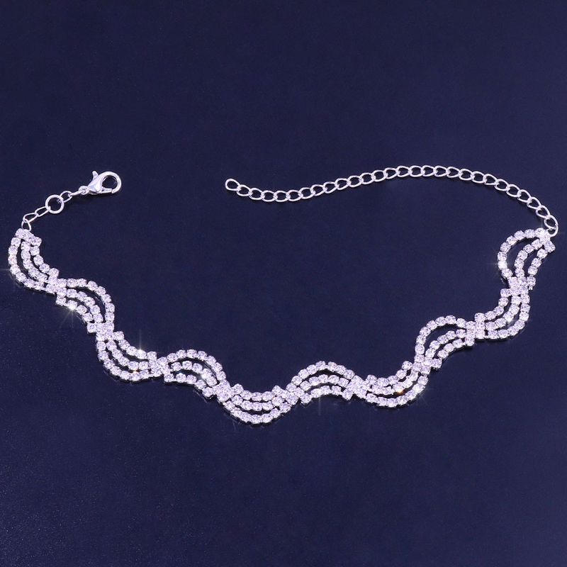Schmuck Micro-Inlay Twisted Wave Fußkettchen Damen Mehrschichtig Sexy Strass Strand Fußkettchen_voghion.com