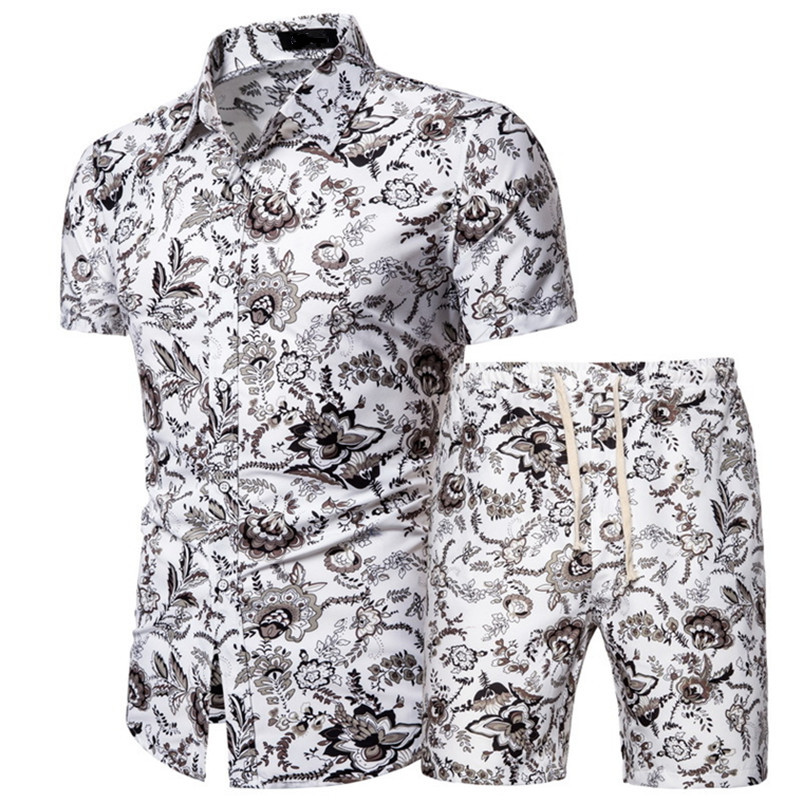 Ensemble deux pièces à manches courtes et short pour hommes, chemise imprimée de style chinois, nouvelle collection été 2024_voghion.com