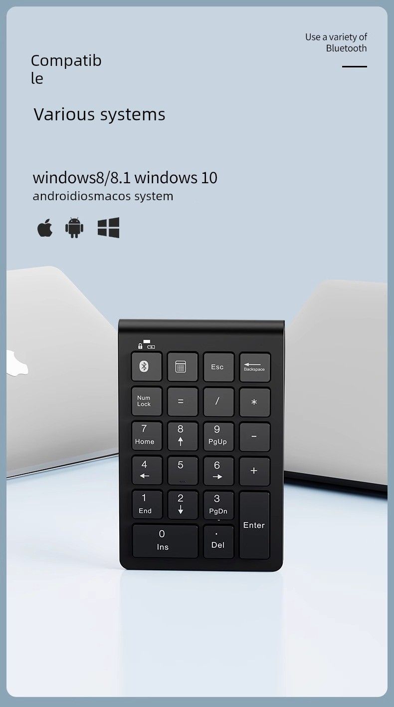 22-Key Bluetooth Digital Keyboard Mouse Suit Mute Financial Accounting Office Mobile Phone Tablet Laptop_voghion.com