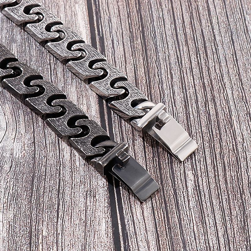 Herrenschmuck, Vintage, geometrisches Punk-Armband aus Titanstahl für Männer – minimalistisches Design, langlebig und stilvoll, Größen 7–11_voghion.com