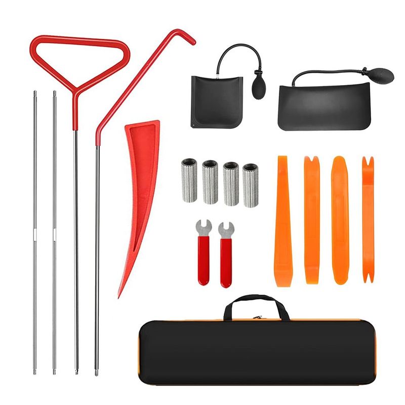 18-piece Car Emergency Kit With Window Wedge, Air Wedge Bag Pump, Long Distance Grabber, Automatic Trim And Removal Tool Preferred Merchant Service_voghion.com