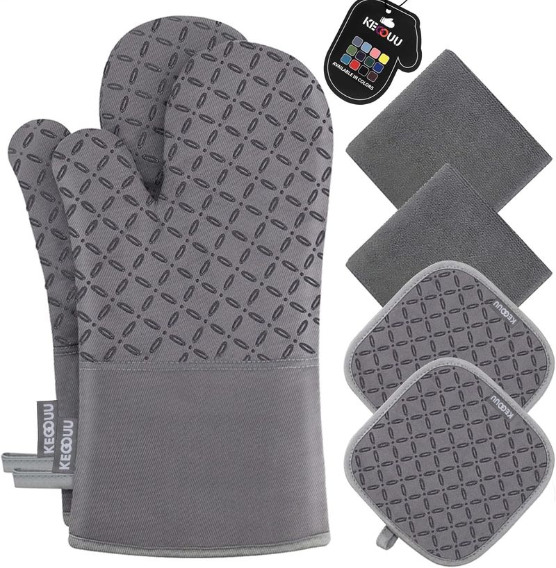 500° Heat Resistant 6-PC Set - Oven Gloves Insulation_voghion.com