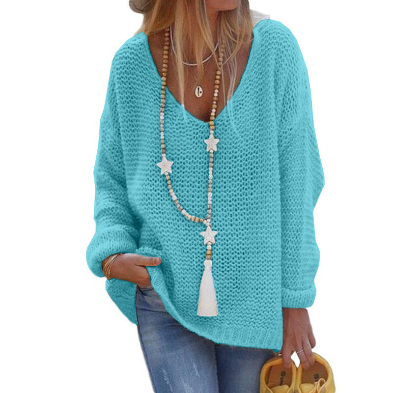 Vêtements pour femmes pulls pour femmes pulls col en v à manches longues hauts tricotés pulls pour femmes_voghion.com