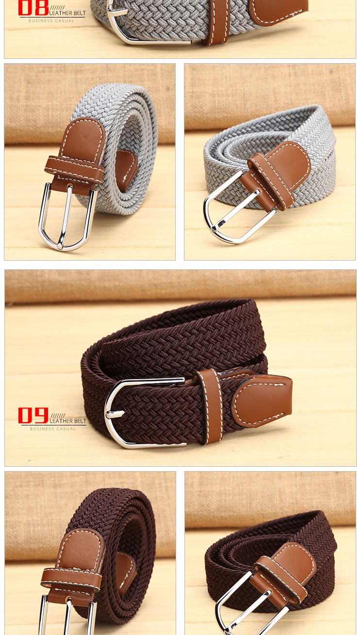 Unisex 39 color elastic woven elastic belt men's and women's belt canvas belt_voghion.com