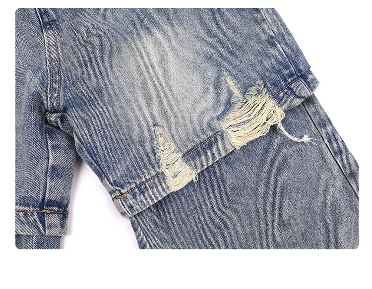Mère et enfants enfants patchwork déchiré décontracté garçon jeans bébé pantalons tendance_voghion.com