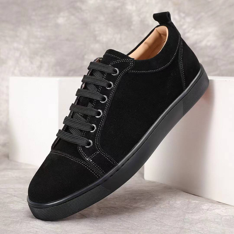 Wildleder Fashion Designer männer Casual Schuhe Atmungsaktive Einfarbig Low Top Sneakers Schwarz Alle-spiel Flache Schuhe_voghion.com