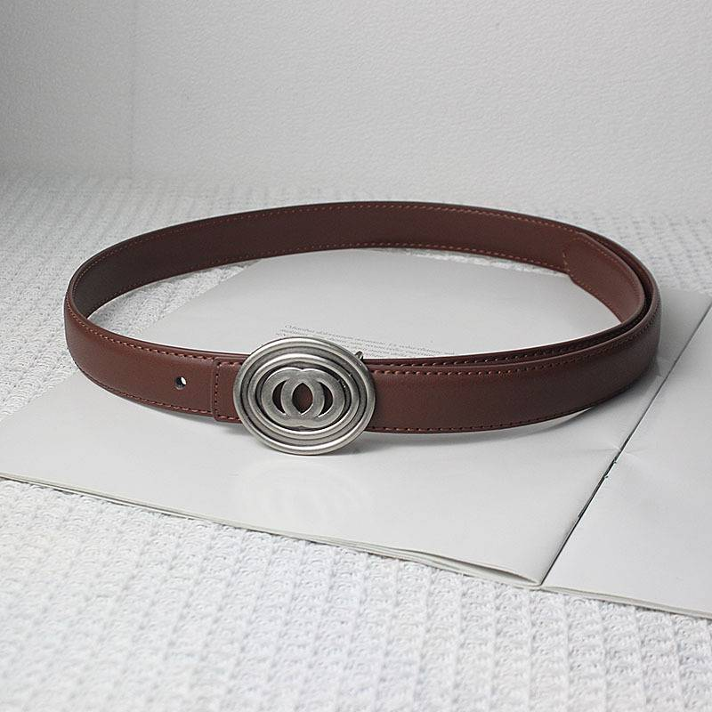 Real leather silver buckle waist belt, women's flower waist belt, slimming effect, cowhide women's pants with sweater matching, fashionable_voghion.com