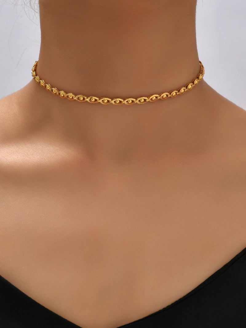 Savi stejný styl niche zlatý perlový náhrdelník měděný pokovený pravý zlatý krátký náhrdelník všestranný dámský řetízek na klíční kost_voghion.com