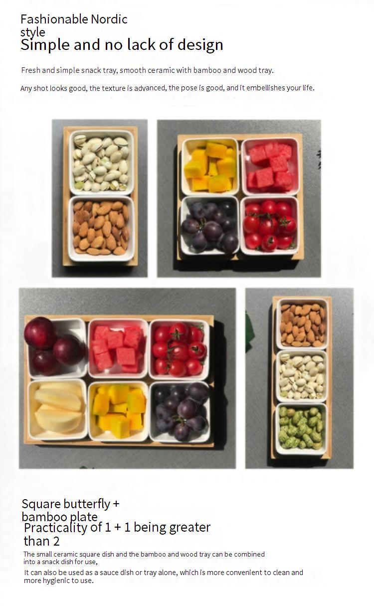 Hausgarten-Obstteller, unterteilt in Snacks, Nüsse, Snackschale, Süßigkeiten, KTV, Gewürze, Dessert, Keramik, Trockenobstteller, Verpackungsbox_voghion.com