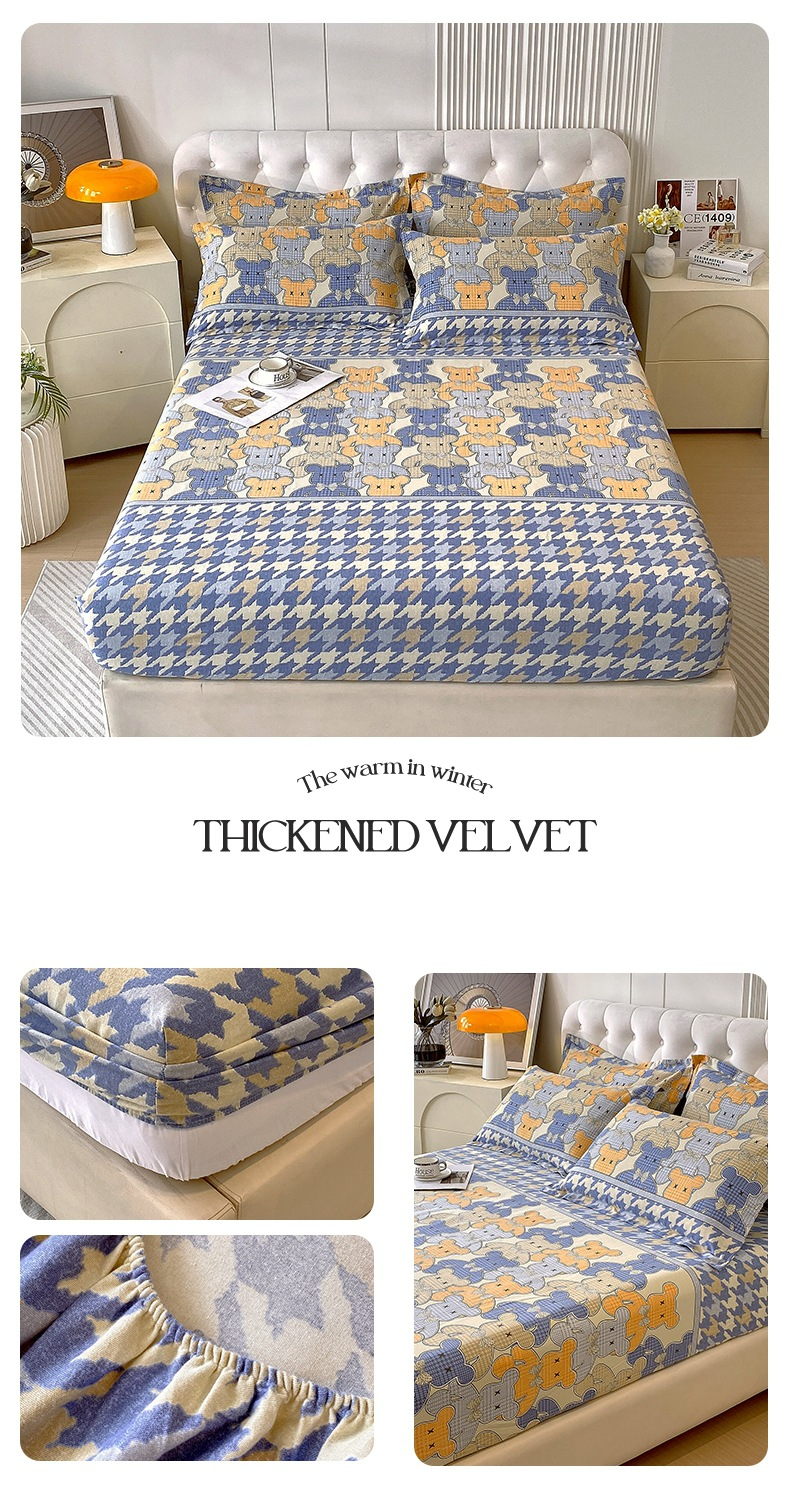 Lenzuolo con angoli in flanella di cotone di alta qualità - Coprimaterasso extra spesso e antiscivolo per letto Simmons/Spring - Set di biancheria da letto in tinta unita, pezzo unico_voghion.com