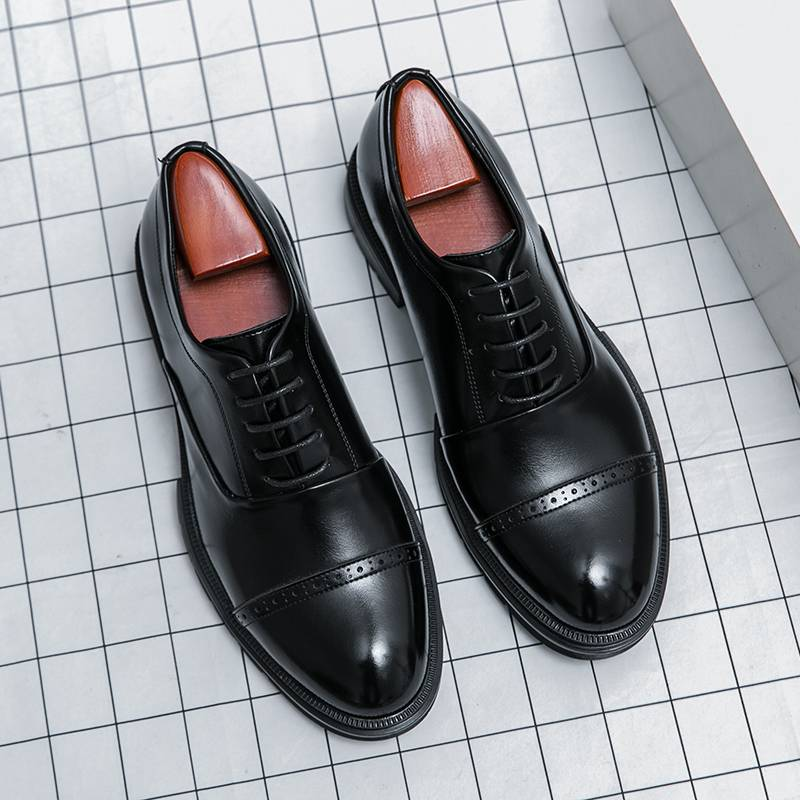 Men's Fashion Brown Derby Shoes Genuine Leather British Black Business Suit Men's Shoes Lace-up Oxford Shoes Banquet Dress Wedding Shoes Plus Size 46_voghion.com
