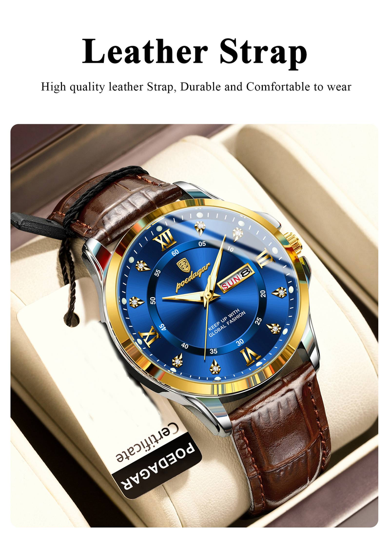 Orologio sportivo di lusso da uomo, impermeabile, luminoso, con data e settimana, al quarzo, in pelle di alta qualità._voghion.com