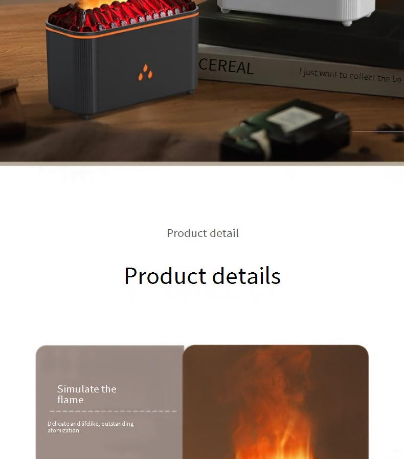 Realistischer Diffusor für ätherische Öle im Kamin mit 7-farbiger LED-Flamme, Aromatherapie-Luftbefeuchter, stimmungsvolle Beleuchtung für Zuhause und Büro_voghion.com
