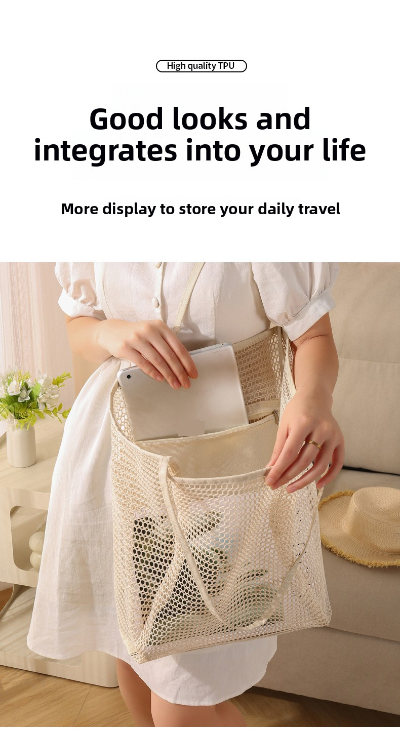 Foldable Nylon Mesh Travel Tote Bag – Large Capacity Cube Shape | Multi-Purpose Storage For Clothes & Toiletries | Lightweight & Compact_voghion.com