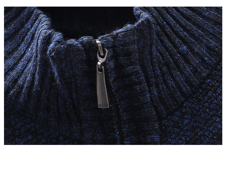 Herrenbekleidung Strickpullover Strickpullover Halbreißverschluss Pullover Fleecegefüttert Thermo Winter Rollkragen Lässiger Slim Fit Langarm Rundhalspullover_voghion.com