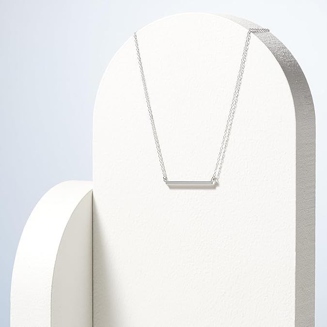 Collana da donna con barra orizzontale, ciondolo semplice in argento con barra piatta, collana da donna_voghion.com