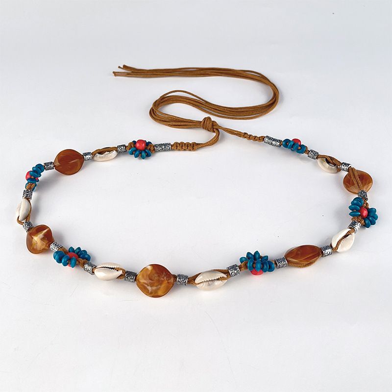 Koreaanse stijl decoratieve casual ketting mode veelzijdige wax touw geweven riem bohemian dames bloem taille accessoire_voghion.com