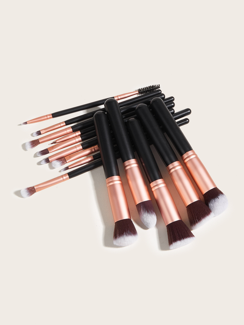 14 pcs black makeup brush set, high quality, five big and five small including foundation brush, double-ended brush FINDCOLOR_voghion.com
