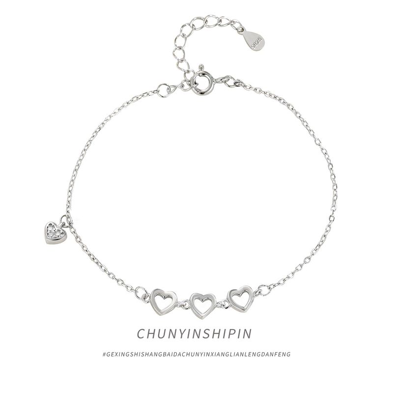 Cavigliera da spiaggia a forma di cuore, versatile, elegante, in argento puro, accessori da donna_voghion.com