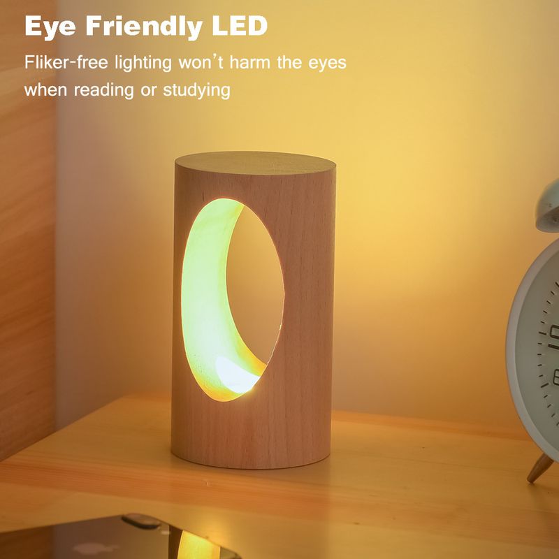 Lampă de masă USB japoneză inteligentă din lemn masiv cu LED, creativă, nouă și unică, cadou de noapte_voghion.com