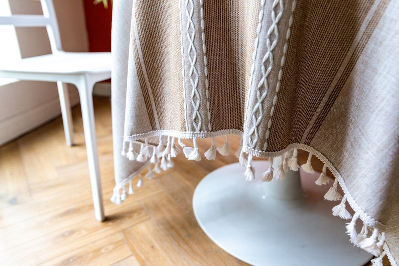 Nappe ronde en coton et lin pour table à manger, petite et fraîche, style nordique, tendance_voghion.com