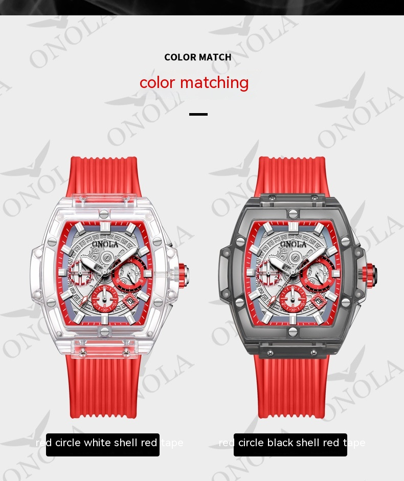 Nuovo orologio ONOLA Moda Nuova custodia trasparente Orologio da uomo impermeabile multifunzionale con luce notturna Popolare per le donne_voghion.com