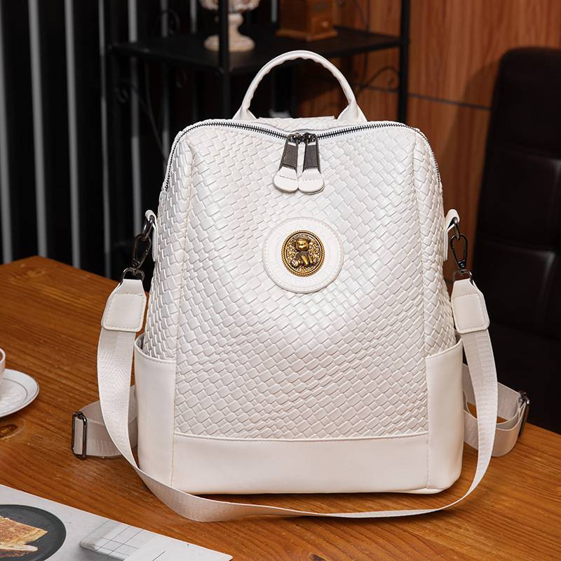 Fashion Soft Leather Backpack Women's Large Capacity Travel Backpack High Set Light Luxury_voghion.com