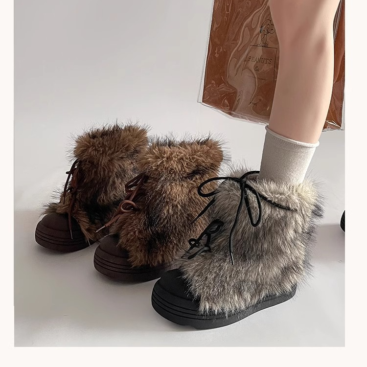 Women's Shoes Snow Boots Comfortable Lightweight Warm Thick Soled Inner Heightening Real Fur Snow Boots_voghion.com