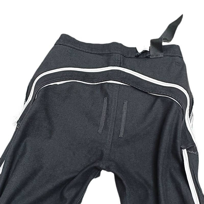 Pantalon en jean évasé droit et ample pour homme, style foncé, avec plusieurs fermetures éclair_voghion.com