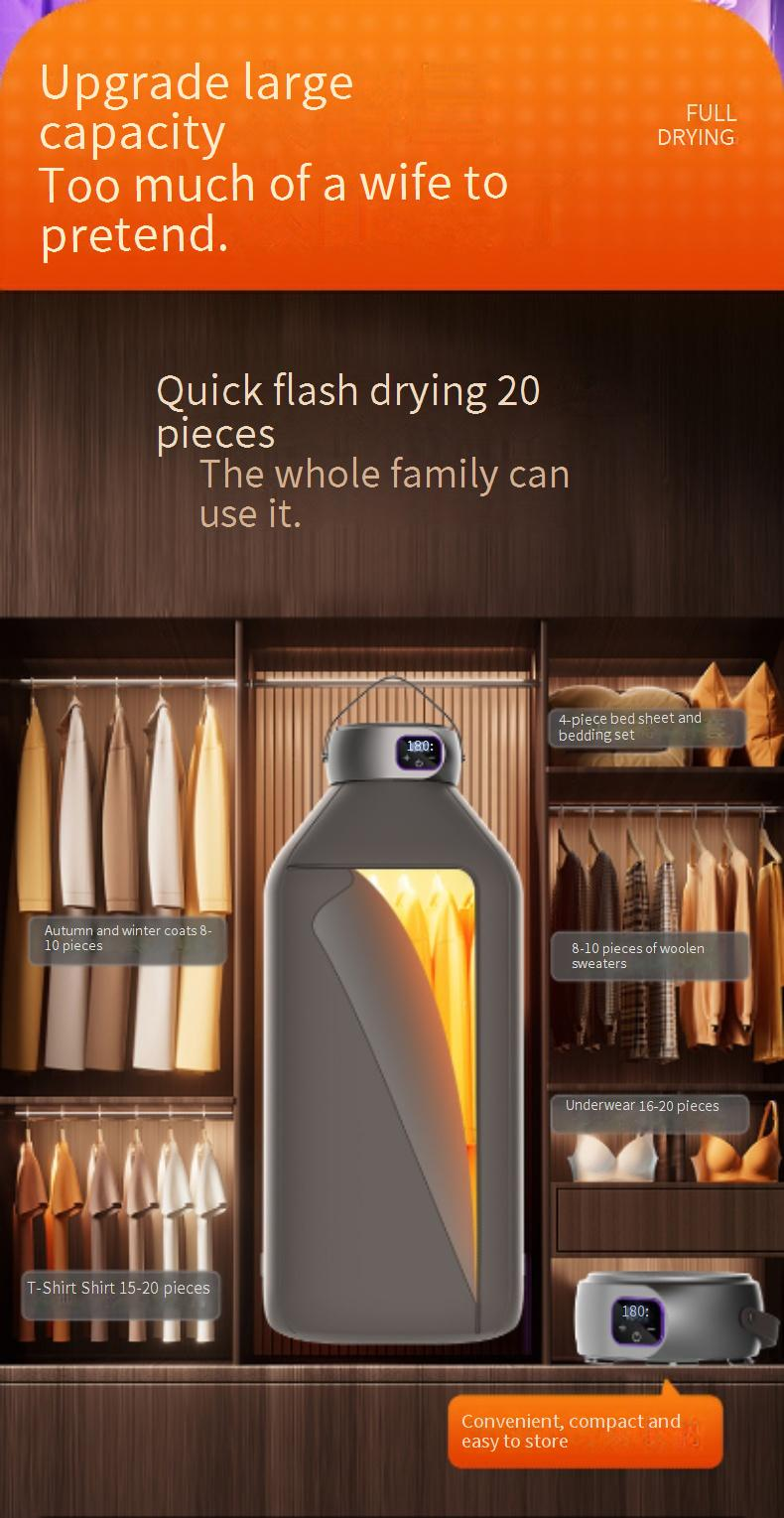Intelligenter Wäschetrockner – Tragbar und schnelltrocknend für Zuhause und das Wohnheim (Automatisches, kompaktes Design)_voghion.com