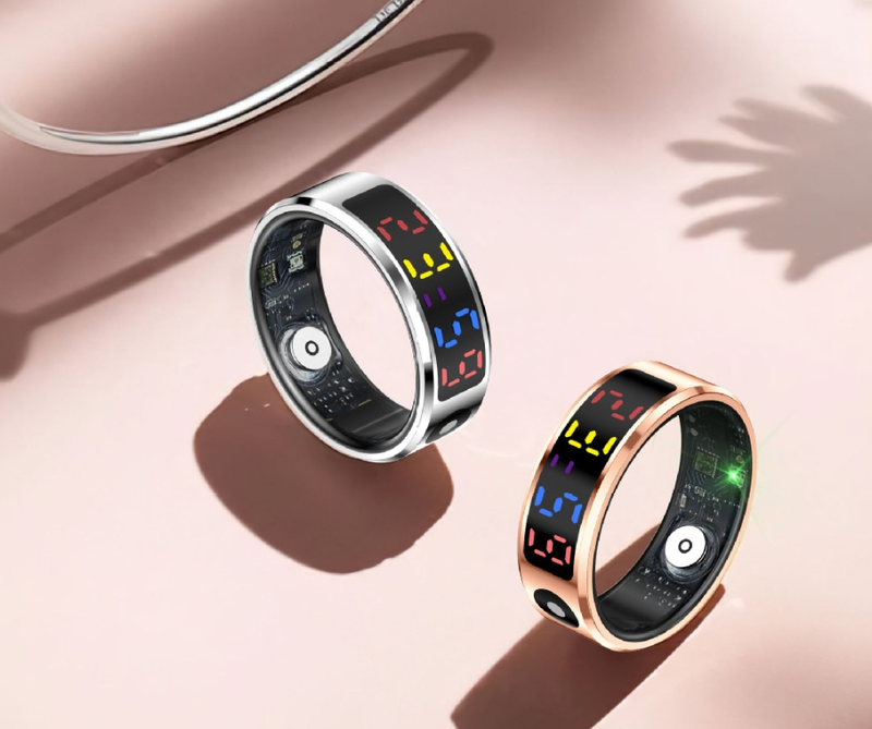 R12 Smart Ring con schermo a colori, anello sano, monitoraggio del sonno, frequenza cardiaca, ossigeno nel sangue, Bluetooth_voghion.com