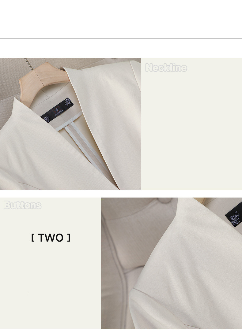 Blazer slim fit da donna, a maniche corte, elegante, da ufficio, con revers a bottone singolo, elasticizzato (rosa/beige/nero)_voghion.com
