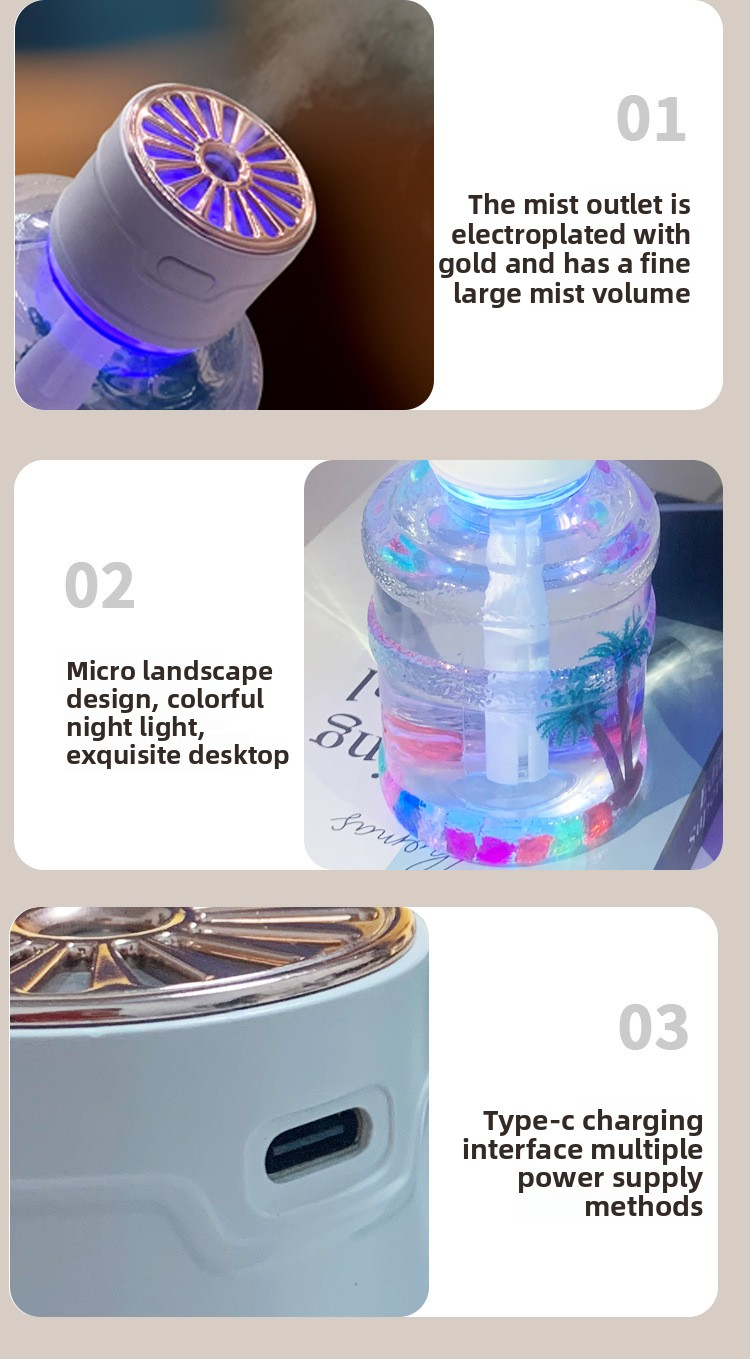 Humidifier & Aroma Diffuser – 500ml Large-Capacity Car/Home Air Moisturizer With 8H Timer, Auto Shut-Off, USB Power – Ultra-Quiet (36dB), 3 Colors_voghion.com