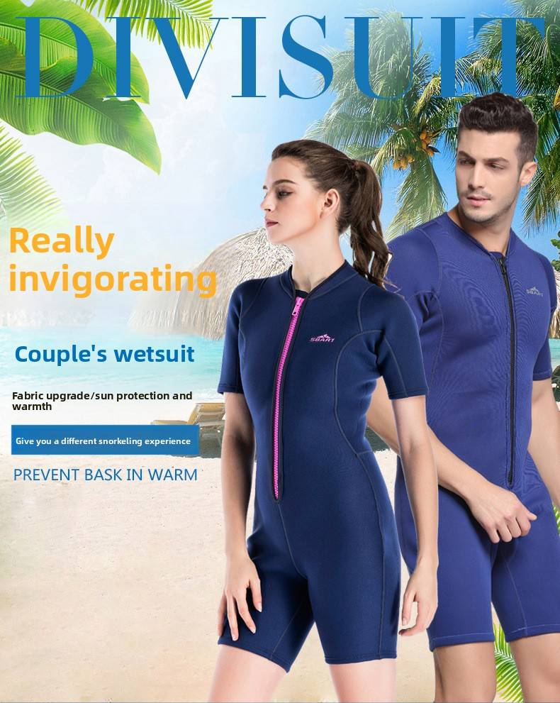 Shark Bart Wasserdicht, Kurzarm, Sonnenschutz, 2MM Einteiliger Badeanzug Für Männer Und Frauen, Schnorcheln, Thermaltauchen_voghion.com