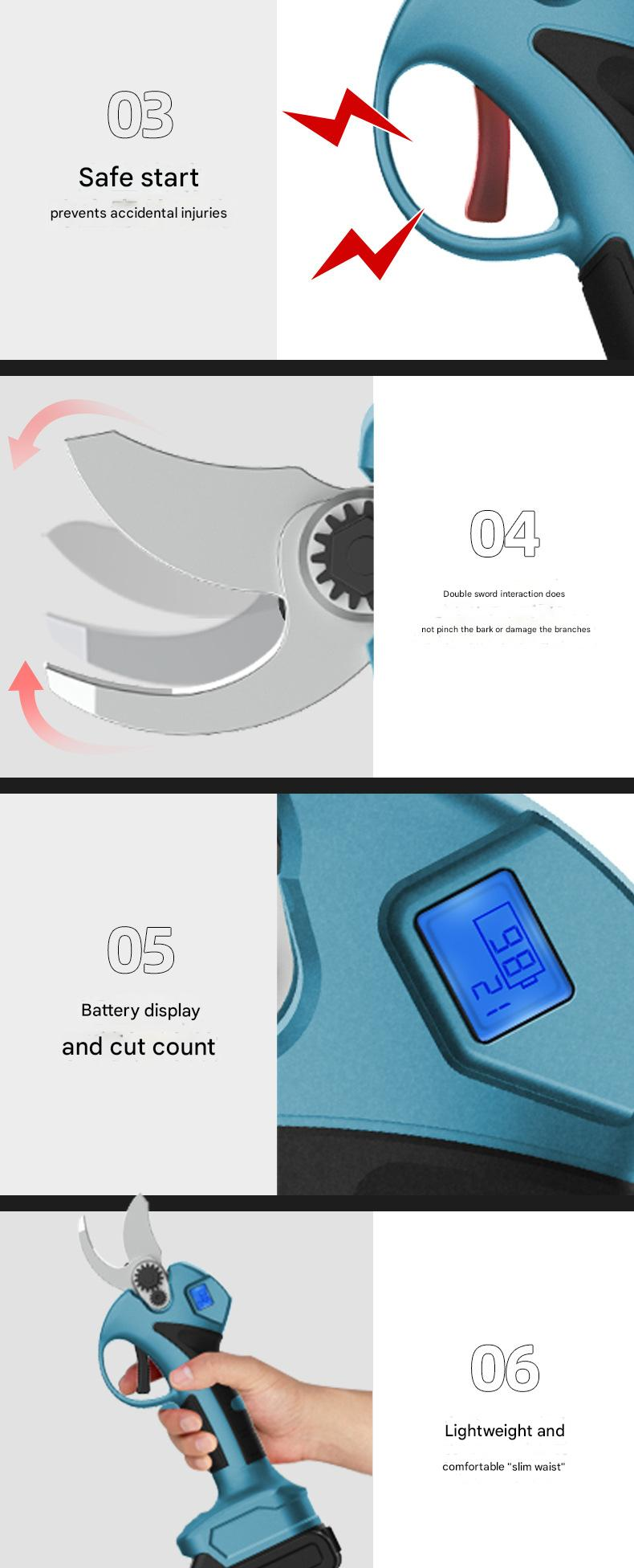 Cisailles à branches hautes électriques DaVKing, ensemble de scies à branches hautes, scie à haute altitude rétractable sans fil au lithium portative, cisailles à haute altitude_voghion.com