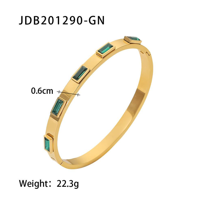 Stainless Steel Zircon Bracelet – Gold Plated Minimalist Bangle (4 Styles)_voghion.com