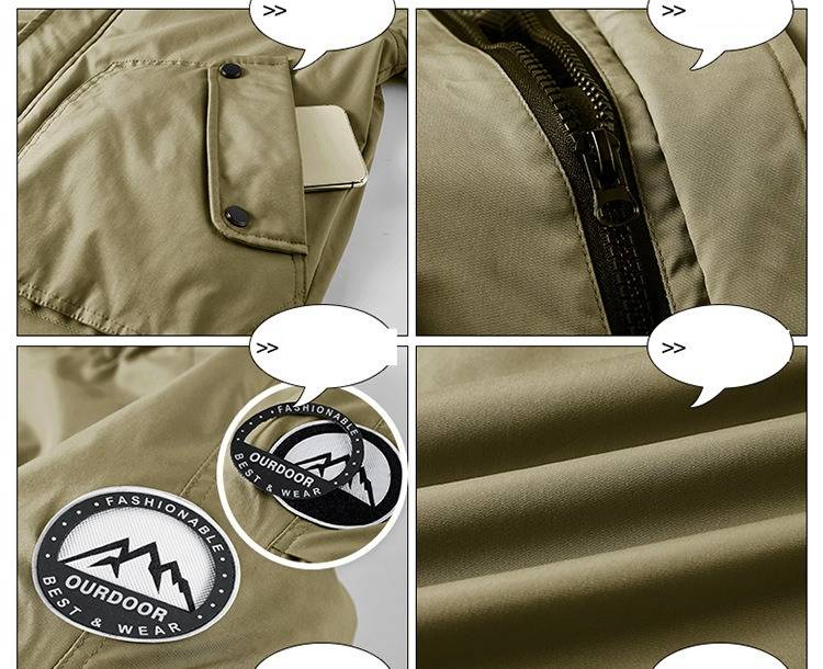Men's Winter Work Jacket With Detachable Hood - Heavy Duty Cotton-Polyester Blend, Outdoor Casual Coat In Black, Brick Red, Khaki (Sizes M-8xl)_voghion.com