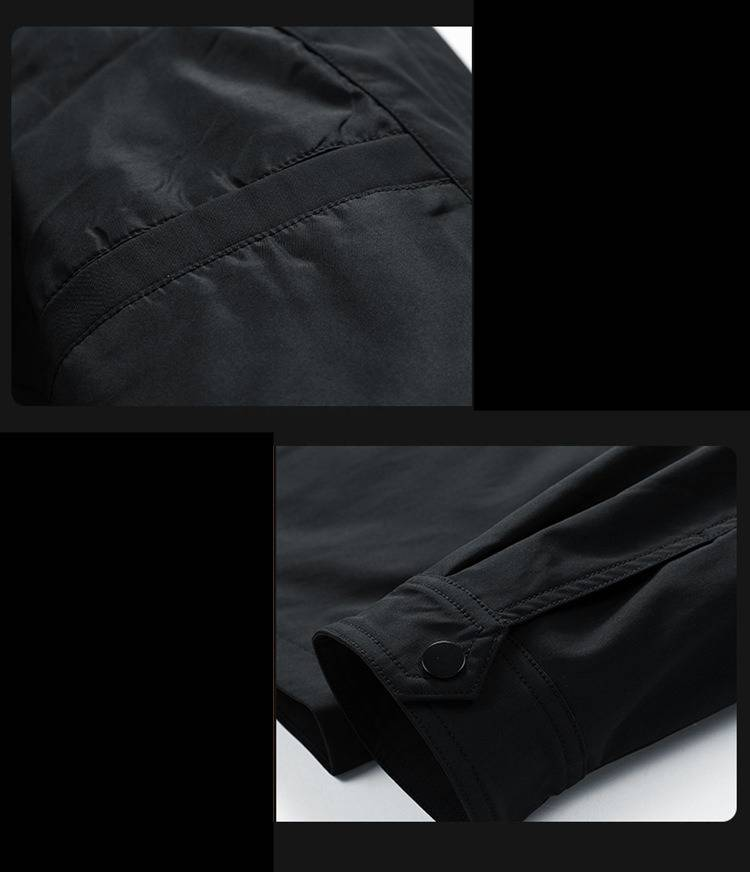 Herren-Arbeitsjacke – Leichtes, wasserabweisendes Freizeithemd mit Umlegekragen (Mokkabraun, Olivgrün, Schwarz, Vanilleweiß)_voghion.com