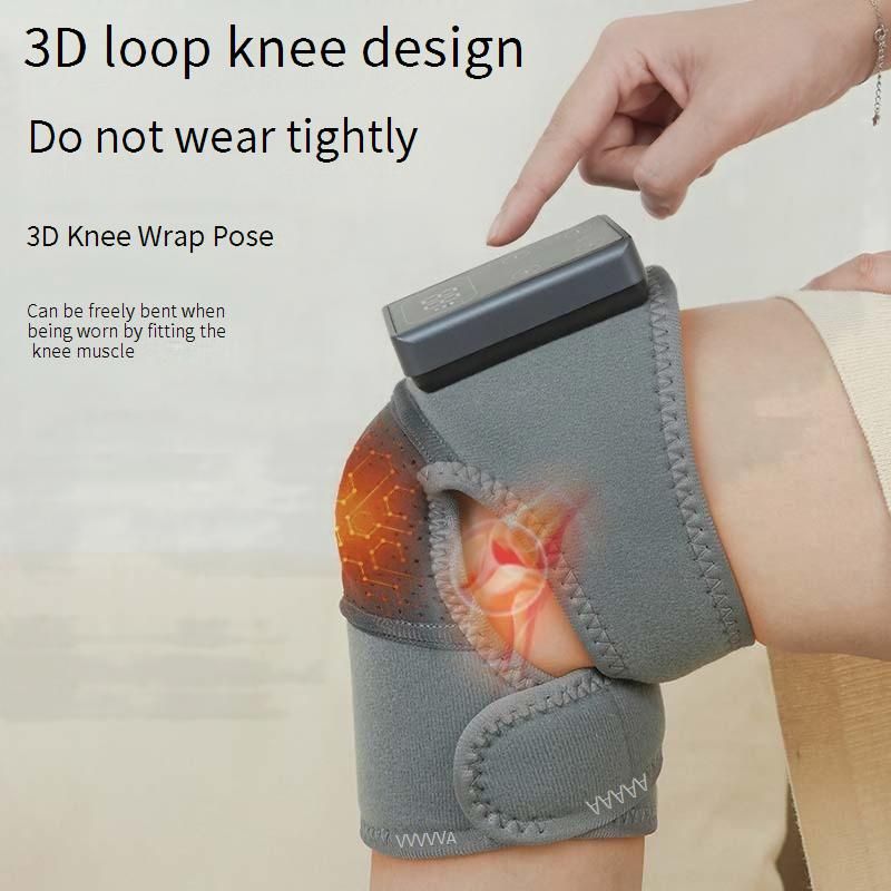 Rechargeable Heating Knee Brace With Massage & Heat Therapy - Adjustable Temperature (45-60°C) For Joint Pain Relief - Gray_voghion.com
