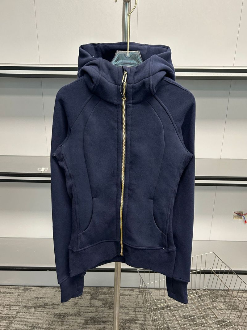 Slim-Fit Scuba-Hoodie für Damen mit goldenem Reißverschluss – Fleecegefüttert, warm und stylisch für Herbst und Winter – Yoga, Laufen, Fitnessstudio_voghion.com