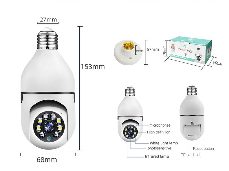 2.4G&5G Wifi Kamera 5MP Outdoor Kabellos CCTV IP E27 4X Digital Zoom Heemiwwerwaachung Smart Tracking Sécherheet_voghion.com