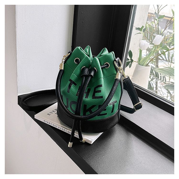 Borsa a secchiello da donna, alla moda, con coulisse, a mano, con tracolla, per donna, portatile, casual, semplice, casual._voghion.com