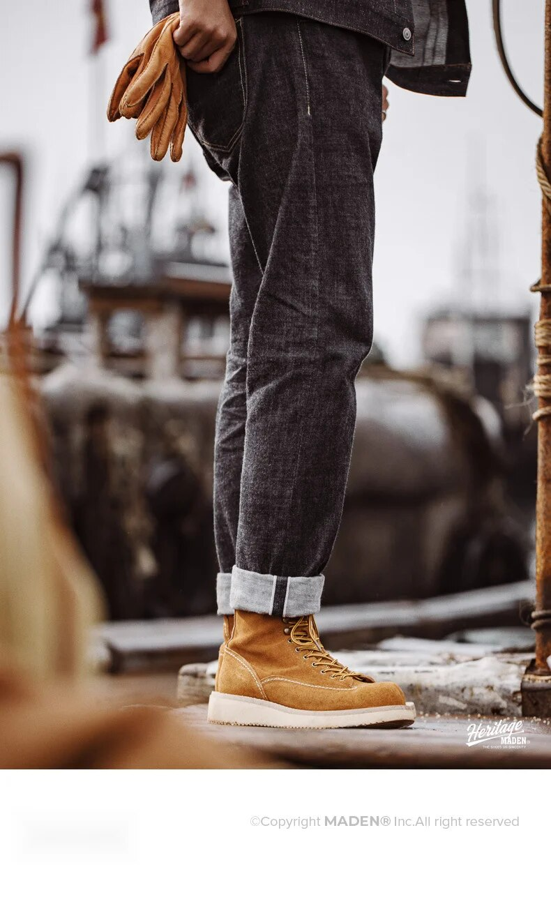 Work winter new men's shoes, desert American mid cut suede leather boots, logging boots_voghion.com