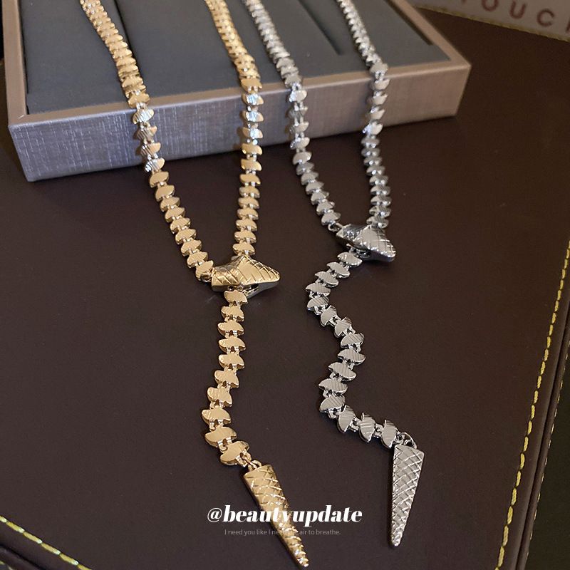 Collier en métal plaqué or véritable en forme de serpent, léger, luxueux, simple et à la mode, chaîne de clavicule personnalisée,_voghion.com