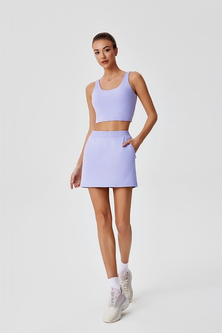 001 Cross-Border New Outdoor Tennis Anti-Exposure Quick-Dry Pocket Half Skirt Hollow Out Backless Sports Vest For Women_voghion.com