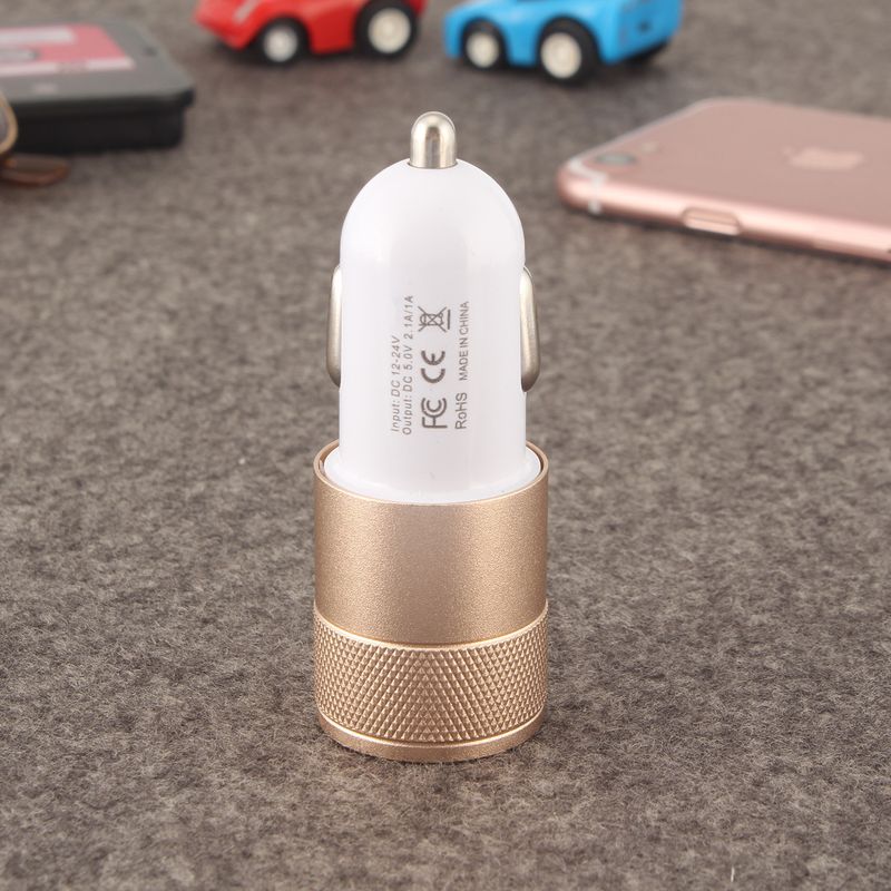 Small Steel Cannon Metal Dual USB Aluminum Alloy Charging 2.1A Tablet Smartphone Car Charger_voghion.com